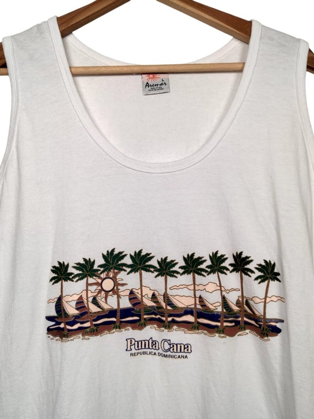 Punta Cana Republica Dominicana Tank Top Dress L Swim Cover Up Beach Sailboat